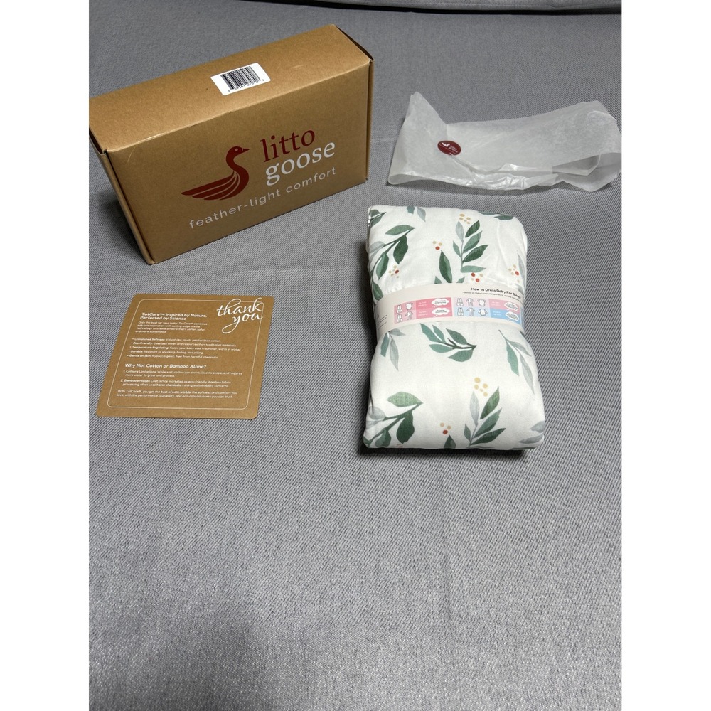Litto Goose Botanical Leaf Print Sleep Sack XL White Green TotCare Fabric